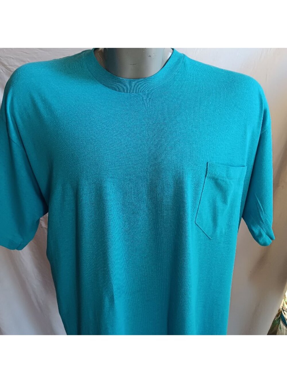 XL True Vintage T-shirt Single Stitch Teal Crewneck T-Shirt Stash Pocket 1990s